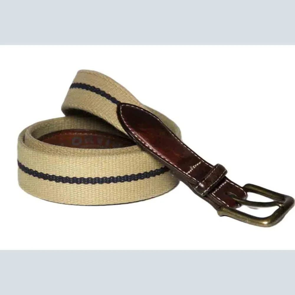 Vintage Orvis Belt Brass Buckle Leather Canvas Men's Size 42 - Picture 1 of 2